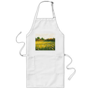 Impressionistic Quiet Meadow Long Apron
