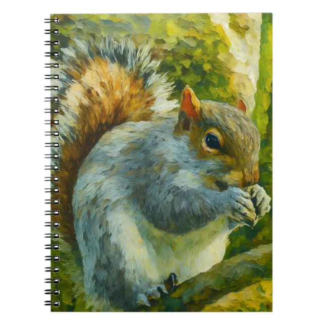 Impressionistic Squirrel in Forest Foliage Notebook (Front)