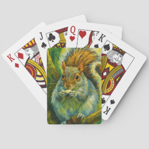 Impressionistic Squirrel in Forest Foliage Playing Cards