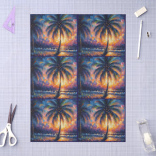 Impressionistic Tropical Palm Tree Decoupage  Tissue Paper