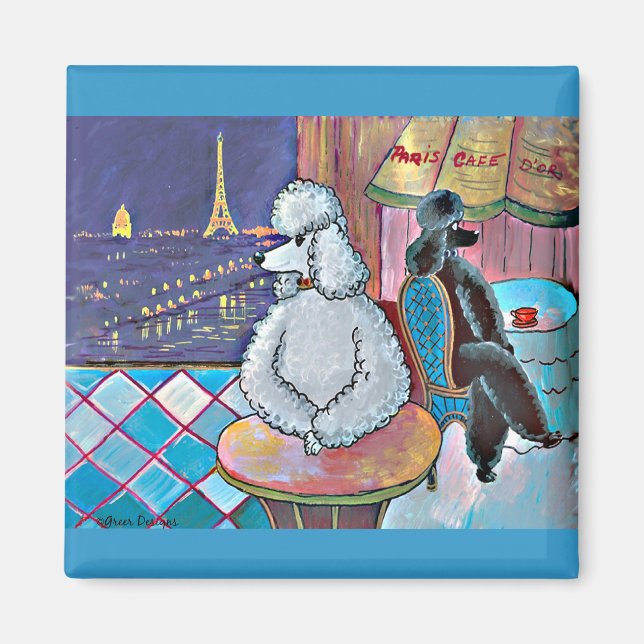 Impressionniste Poodles d'Art Paris Café Magnet (Devant)