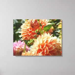 Impressions de fleurs de dahlia orange sur toile