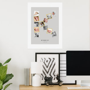 Impressions Dorure 12 Snapshot Photo Collage Nom du bébé Monogramme K