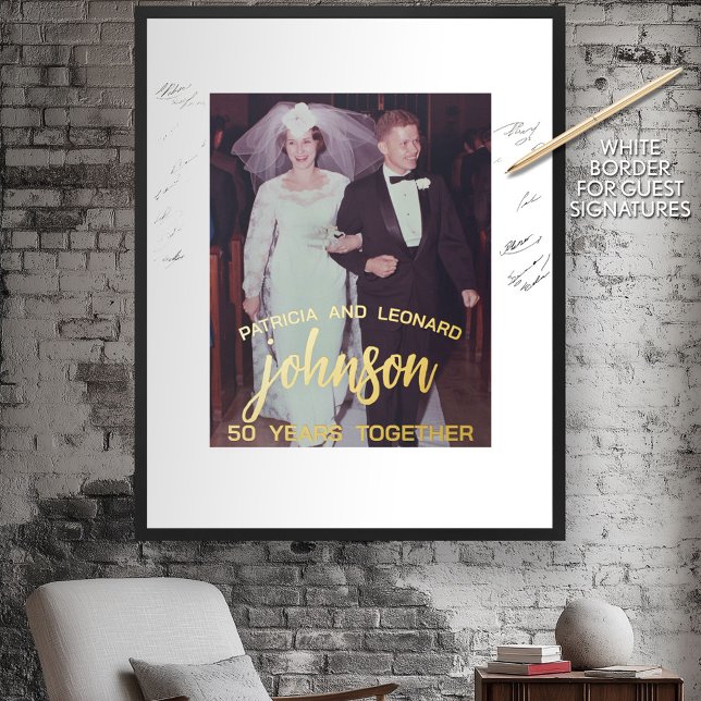 Impressions Dorure 50 ans ensemble - Anniversaire Mariage Photo (Guest Book Print)