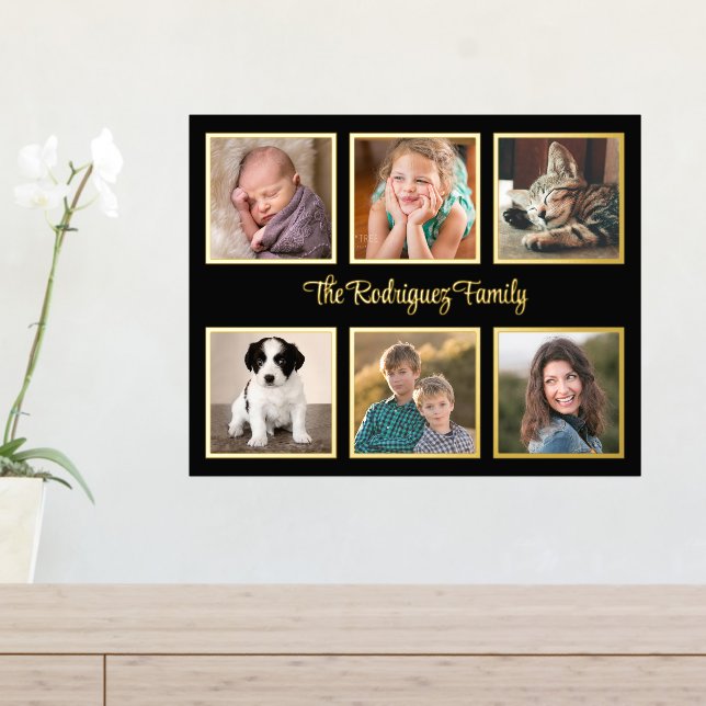 Impressions Dorure 6 Photo Collage de texte personnalisé Black Gold (In Situ (Tableau d'Entrée))