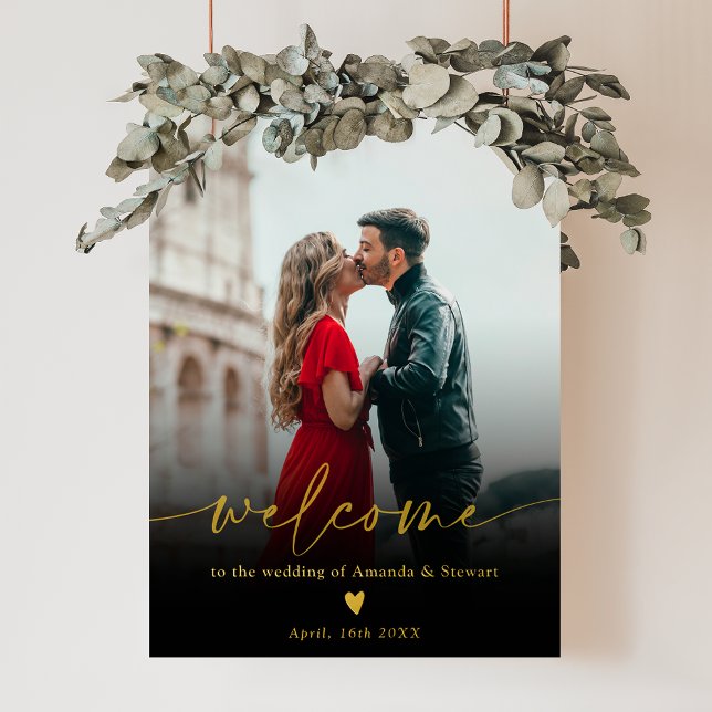 Impressions Dorure Accueil simple minimaliste mariage photo en or noi (Créateur téléchargé)