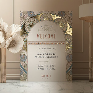 Impressions Dorure Affiche de bienvenue Bougainvillea Mariage d'or