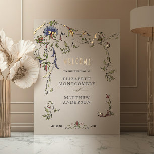 Impressions Dorure Affiche de bienvenue d'or Mariage de l'ornement mé