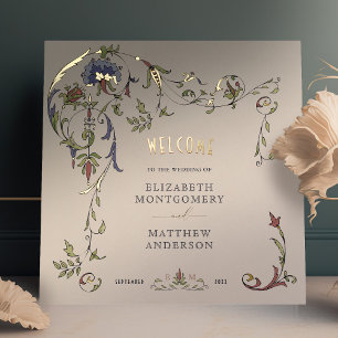 Impressions Dorure Affiche de bienvenue d'or Mariage de l'ornement vi