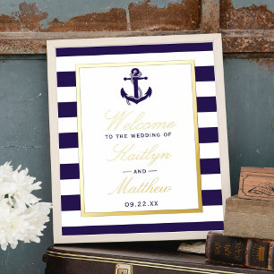 Impressions Dorure Ancre nautique Mariage réel d'huile Affiche de bie