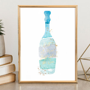 Impressions Dorure Aquarelle Abstraite Bleu Ocean Message dans une bo