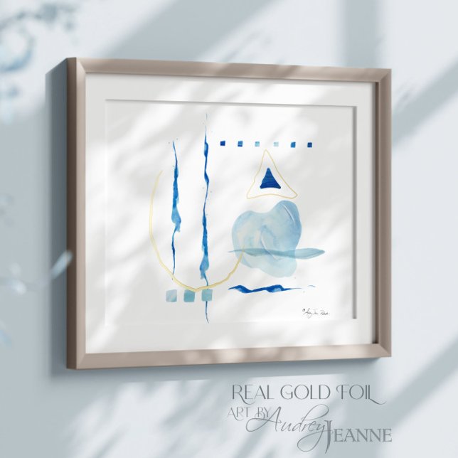 Impressions Dorure Aquarelle moderne Abstrait Marine Bleu contemporai (Créateur téléchargé)