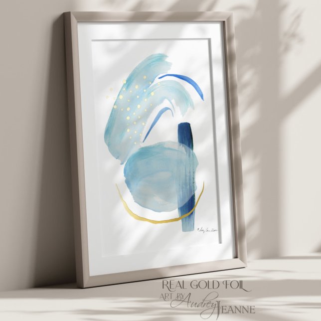 Impressions Dorure Aquarelle moderne biologique Abstraite Marine Blue (Créateur téléchargé)