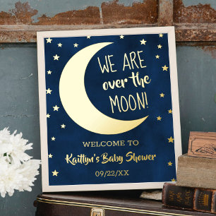 Impressions Dorure Au-Dessus De La Lune   Baby shower Affiche de bien