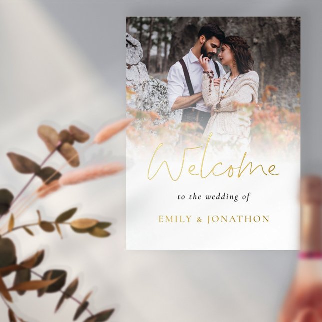 Impressions Dorure Bienvenue Mariage Photo Overlay Script Luxe Real (Créateur téléchargé)