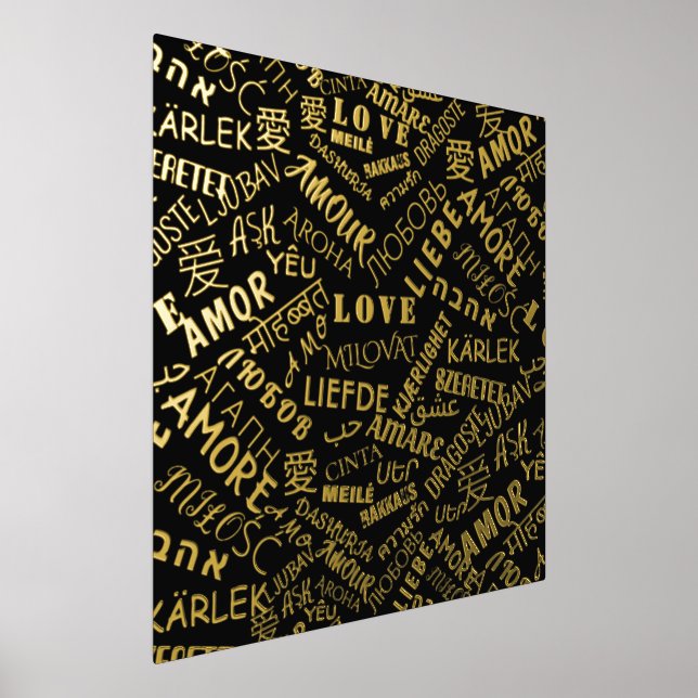 Impressions Dorure Black Gold Foil Prints Love Text Multi Language (Poser)