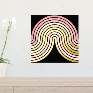 Impressions Dorure Blush Rose Abstrait Wave Lines Art Motif Gold