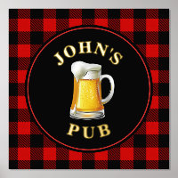 Buffalo Plaid Custom Pub Sign avec nom