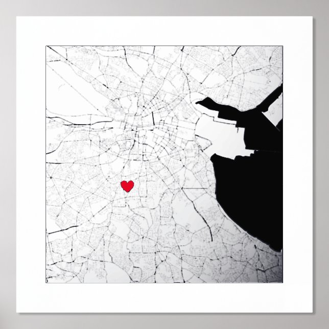 Impressions Dorure Carte de Dublin, Irlande Classy Modern Elegant Cad (Recto)