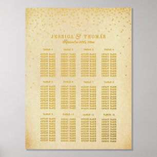 Impressions Dorure Carte de siège Mariage vintage Glam Gold Confetti