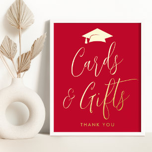 Impressions Dorure Cartes et cadeaux élégants Red et Gold Graduation
