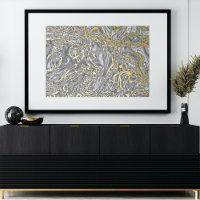 Classy Funky Gold Wavy Swirls Art Motif