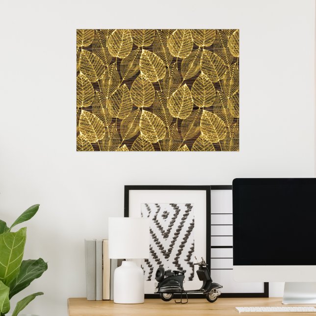 Impressions Dorure Classy Moderne Abstrait Feuille Art Motif Or (In Situ (Bureau))
