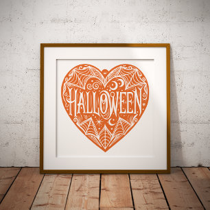 Impressions Dorure Coeur d'Halloween, Forme de Coeur Orange, Vacances