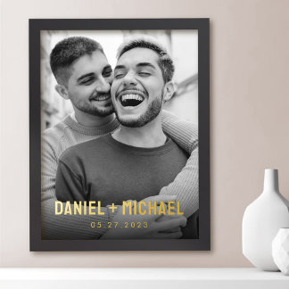 Impressions Dorure Couples noms et date photo