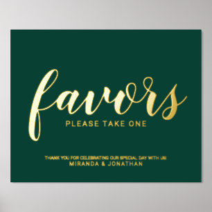 Impressions Dorure Design moderne mariage de script Faveurs émeraude
