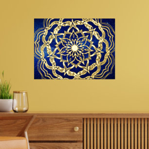 Impressions Dorure Elégant Luxe Or & Marine Bleu Mandala Reiki Yoga