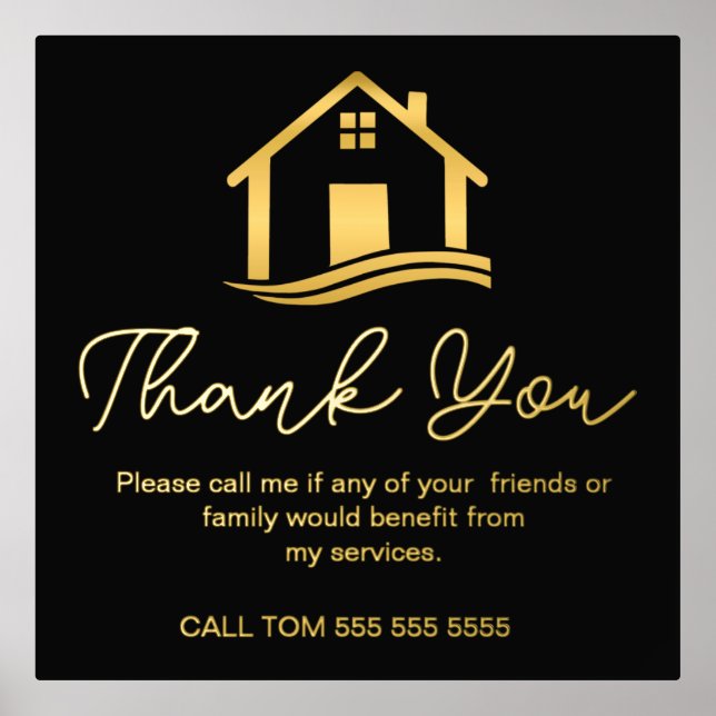 Impressions Dorure Élégant Merci de renvoi immobilier (Recto)