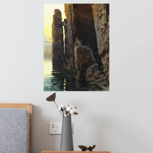 Impressions Dorure Fille de sirène de mer côtière dénudée et les dési