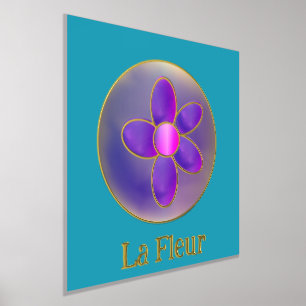 Impressions Dorure Fleur Abstrait Violet Turquoise Rose Chaud Or