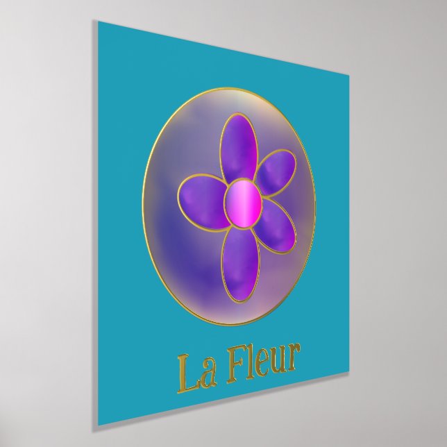 Impressions Dorure Fleur Abstrait Violet Turquoise Rose Chaud Or (Poser)