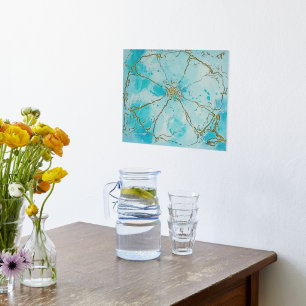 Impressions Dorure Fleur moderne Abstraite bleue et noire