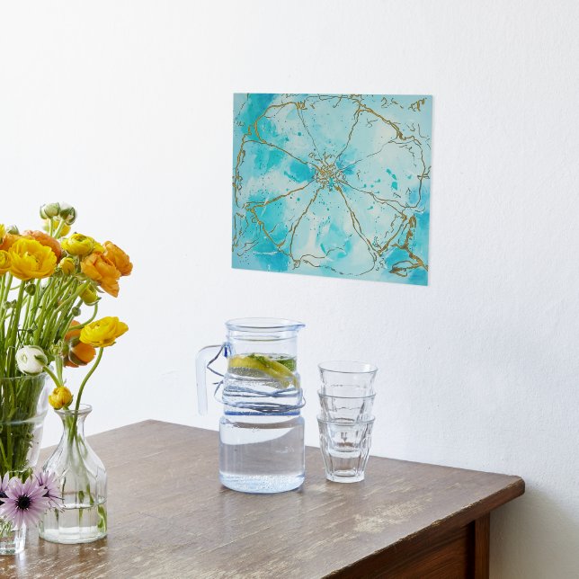 Impressions Dorure Fleur moderne Abstraite bleue et noire (Couchage (Cuisine))