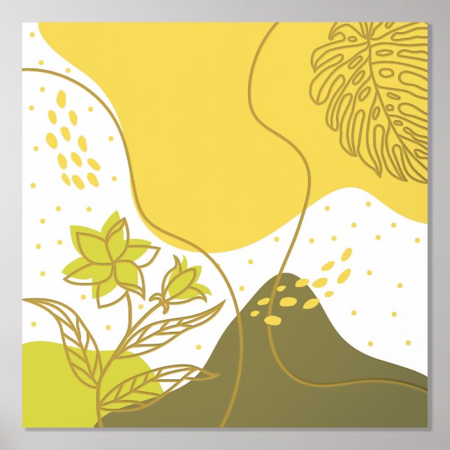 Impressions Dorure Fleurs Abstraites Et Feuilles (Recto)