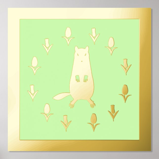 Impressions Dorure Fleurs de marmotte et de tulipe mignonnes (Recto)