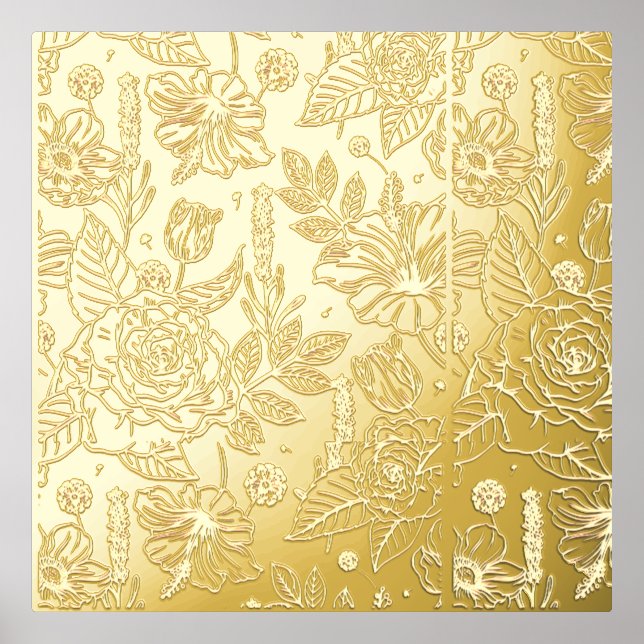 Impressions Dorure fleurs impressionnistes palmier floral botanique (Recto)