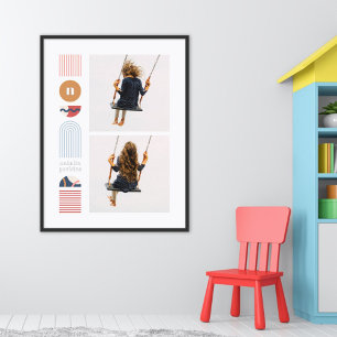 Impressions Dorure Foil Moderne Arc-en-ciel Monogramme Photo Collage 