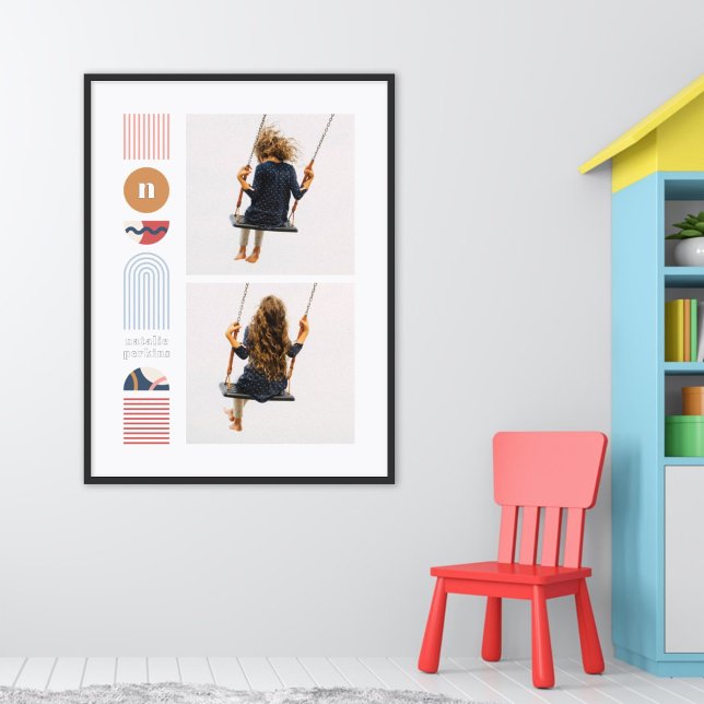 Impressions Dorure Foil Moderne Arc-en-ciel Monogramme Photo Collage  (Créateur téléchargé)