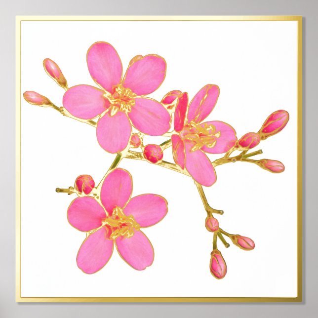 Impressions Dorure Gold Foil Accent Rose Spring Blossoms Imprimer Pos (Recto)