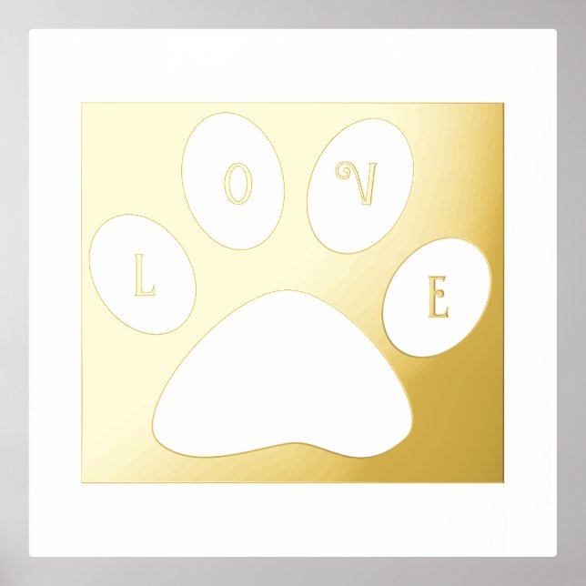 Impressions Dorure Grand Motif Empreinte de patte Aimer Cadeau texte  (Recto)