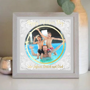 Impressions Dorure Happy Mothers Day Circle Photo Papier Frontière Fl