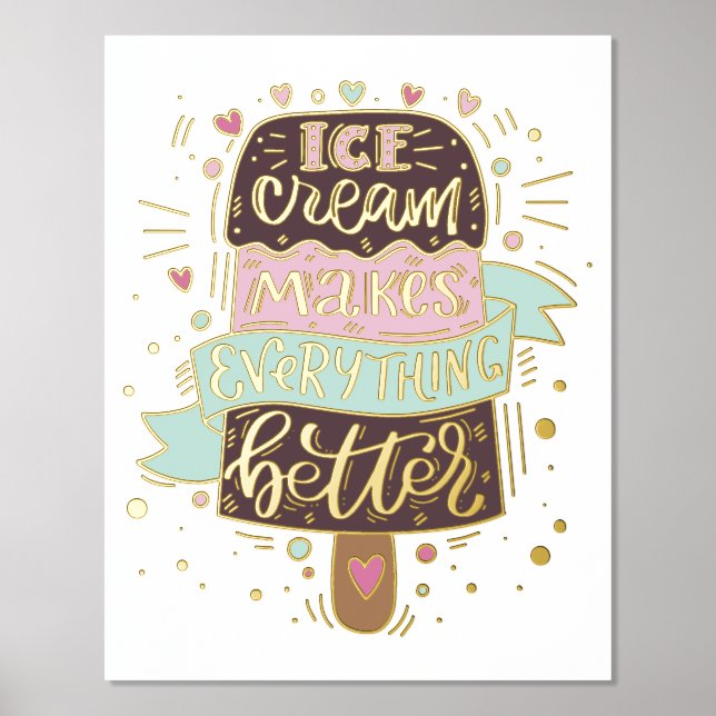 Impressions Dorure La Crème De Glace Rend Tout Mieux - Lettres (Recto)