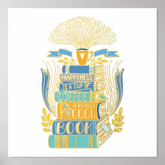 Impressions Dorure Le bonheur c'est le café et les livres (Recto)