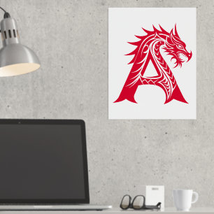 Impressions Dorure LETTRE STYLE Dragon A, Alphabet Dragon, Monogramme