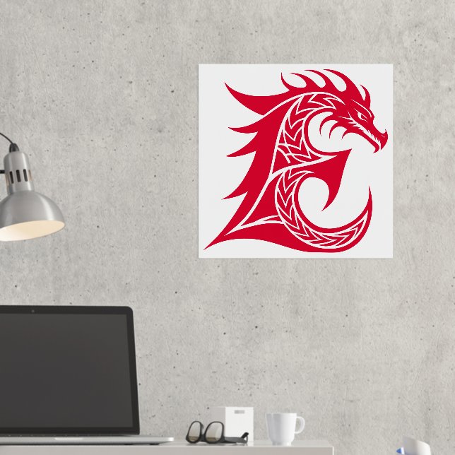 Impressions Dorure LETTRE STYLE dragon E, Alphabet dragon, Monogramme (In situ (Bureau 2))