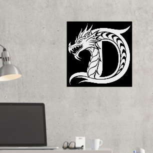 Impressions Dorure LETTRE STYLÉE D Dragon, Alphabet Dragon, Monogramm